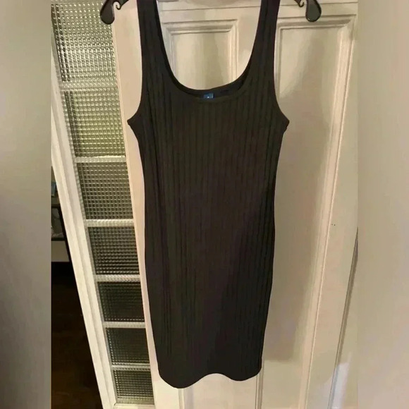 Old Navy charcoal gray ribbed fitted tank dress size medium - Picture 1 of 8